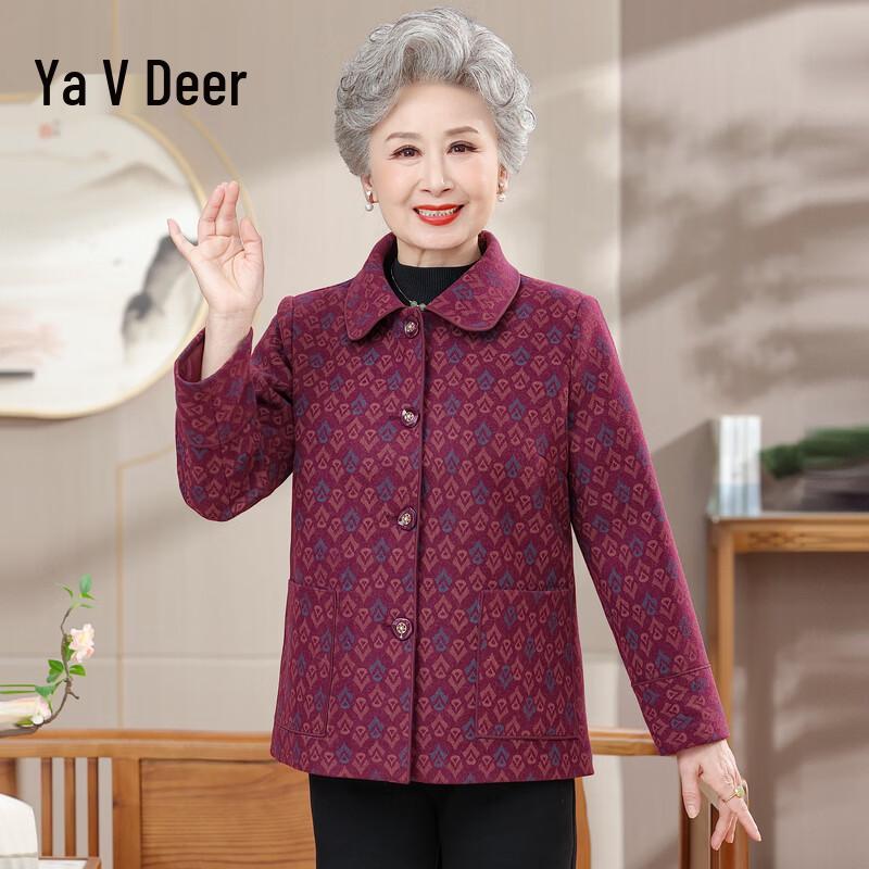 Yalu Elderly Women's Casual Lapel Autumn Jacket