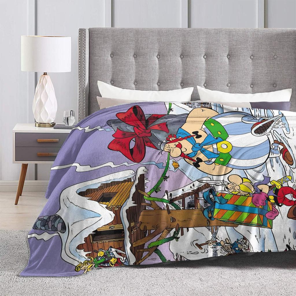 Coperta in Flanella di Asterix e Obelix Calda Morbida Plaid per Divano Sedia Picnic Stampa Copriletto Copri Divano Letto