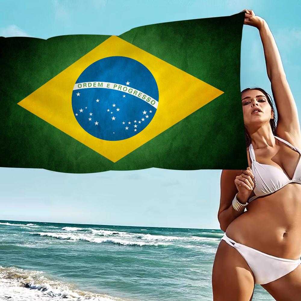 Brazil Brazilian Flag Big Microfiber Beach Towels Quick Dry Towel Sand Beach Towels Pool Towel For Travel Swim Pool Yoga