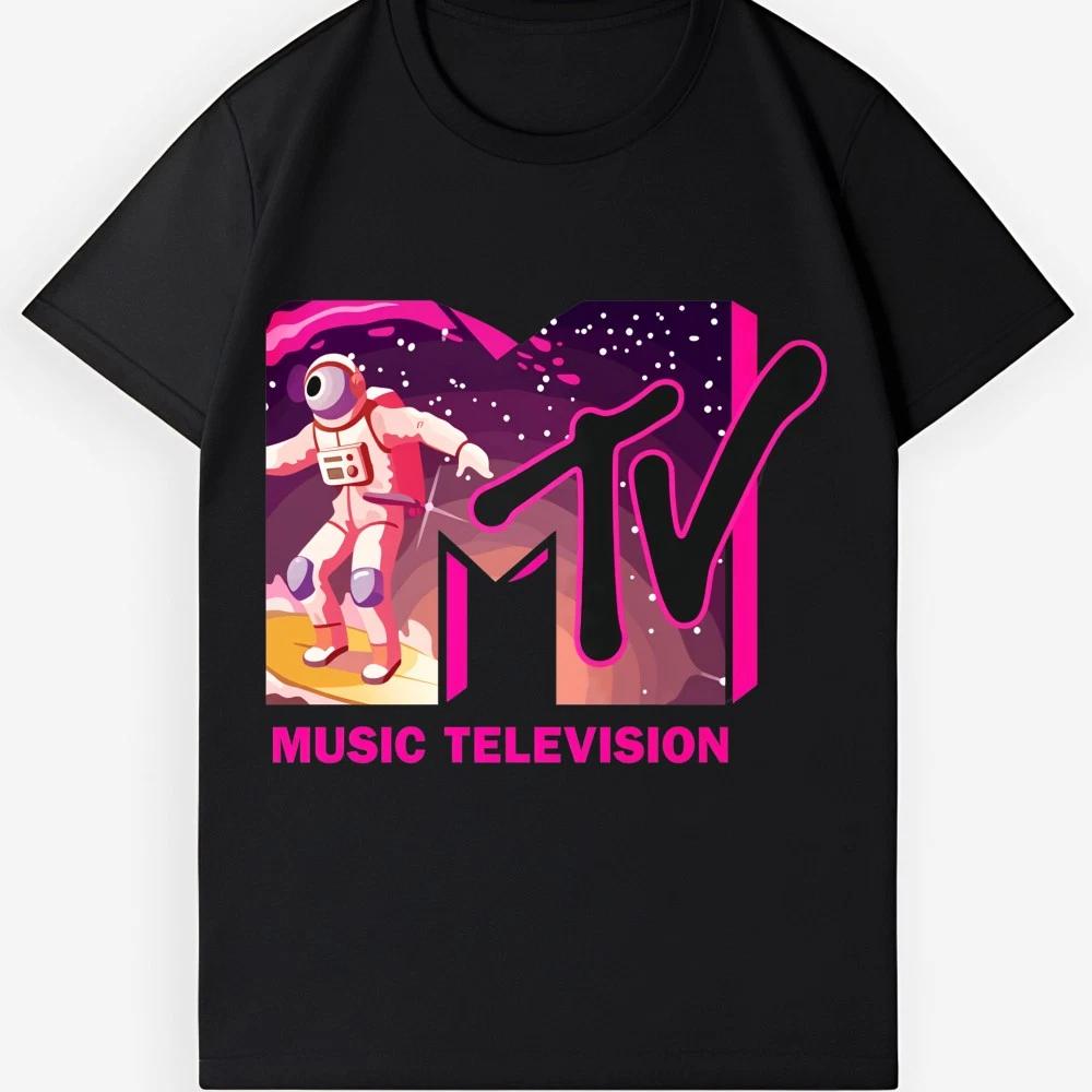 MTV Astronaut Space Surfing T-Shirt, Retro Music Television Graphic Tee S