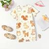 Girls Loose Fit Short Sleeve Dress Animal Print Round Neck Casual Lightweight Summer Dress for Kids