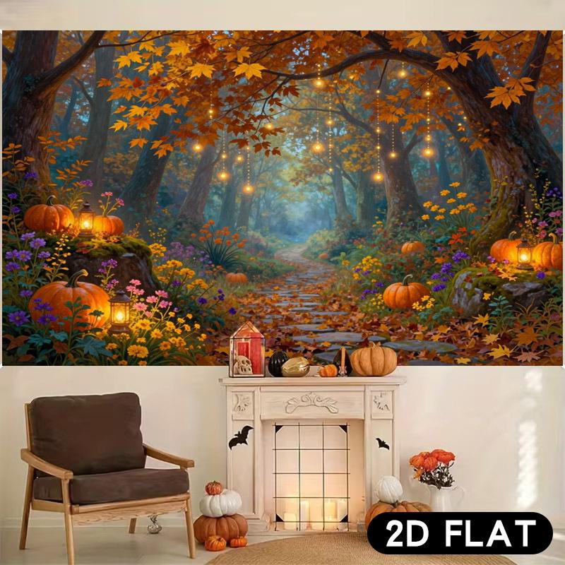 2D flat 1pc banner - Autumn Forest Scenery Horizontal Banner Decorationzyc