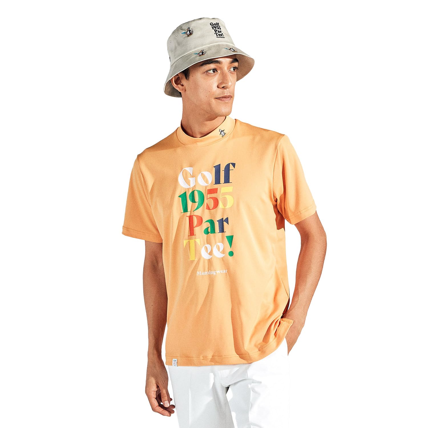 

водолазка высокая OR00 [Munsingwear] Футболка с коротким рукавом, эластичная, солнцезащитная, влагоотводящая, быстросохнущая, для гольфа, MG5SHS55M, мужская, (оранжевый)