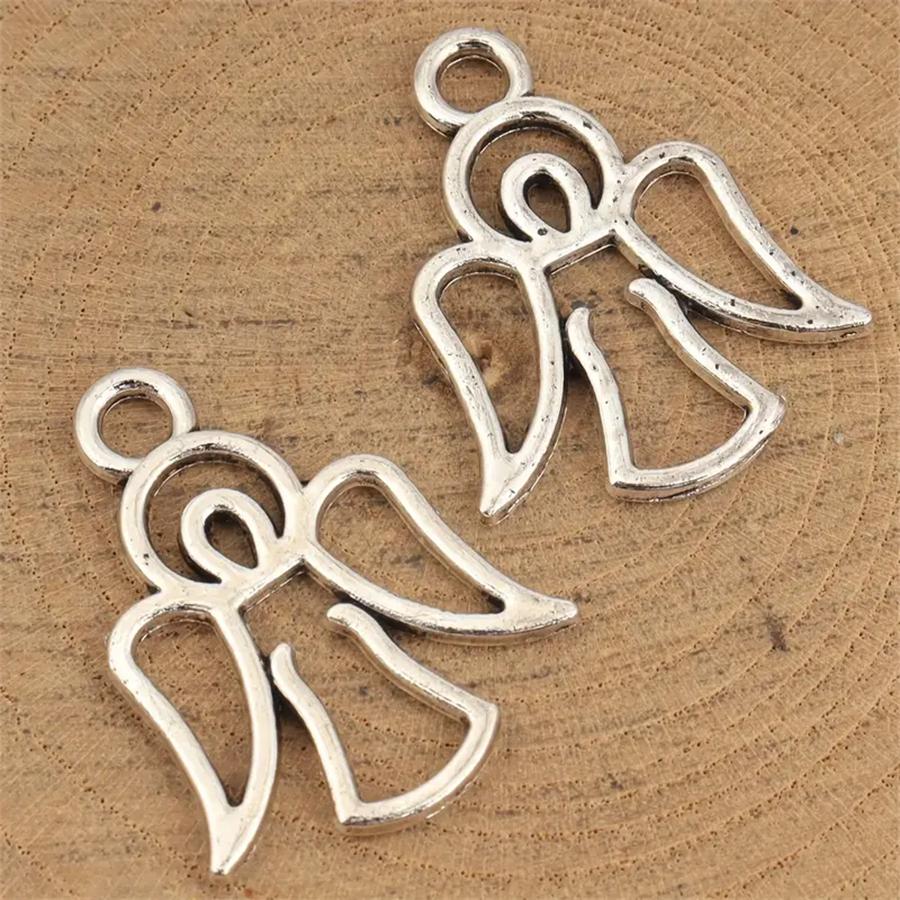 18/48Pcs/Lot Silvery Angel Pendants for Handmade DIY Earrings Necklaces Bracelets Decorative Jewelry Making Materials