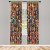 Ambesonne Bohemian Curtains   Patchwork Inspired Squares with Mandala Blooms and Folk Geometric Art   Window Treatments 2 Panel Se