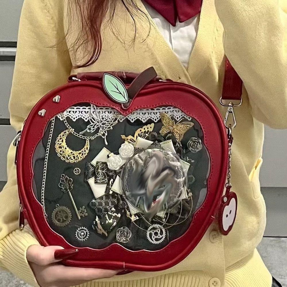 

Cotton Doll Bag Transparent Pocket Zipper Bag Fashion Backpacks Funny Kawaii Fruit Itabag Gift зелений