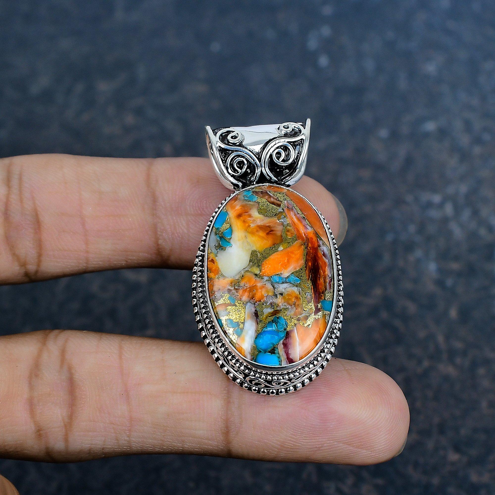 

Подвеска из оранжевого колючего устричного жемчуга ручной работы, Подвеска из стерлингового серебра 925 пробы, Антикварные украшения, Для подарка на помолвку 1.77 Inches