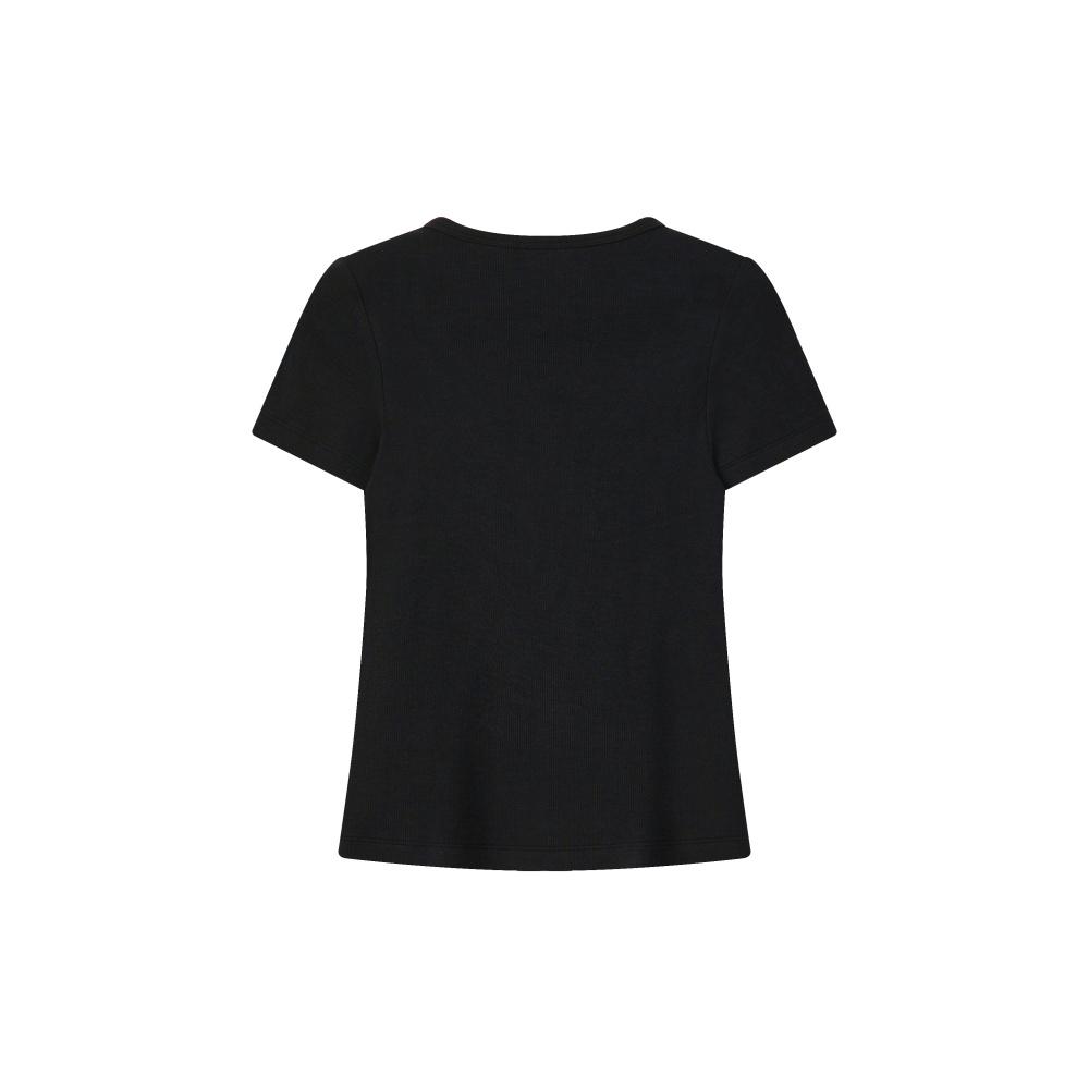 Fila Original Simple Solid Color Embroidered T-Shirt Women Tops Black F11W629113FBK
