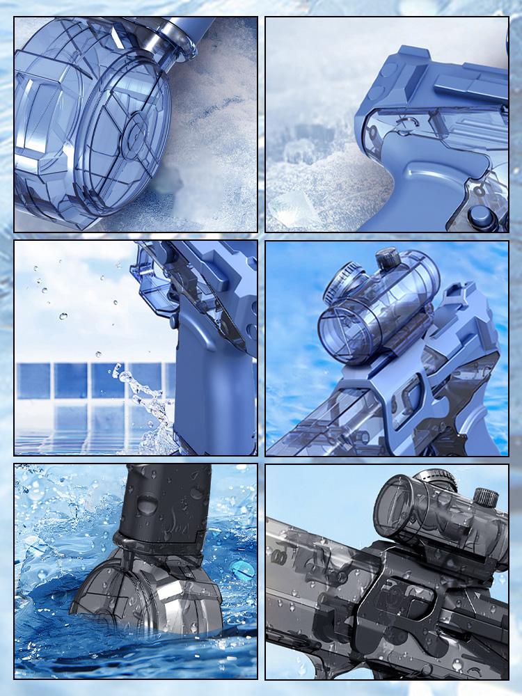 Automatic Water Absorbing Large Capacity Water Gun Summer Electric Water Gun Long Rang Pulse Watergun Outdoor Toy With Light