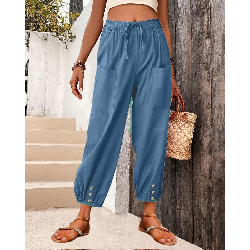 HNXC Women's Fashion Casual Solid Color Print Pants & Capris Classic Exquisite