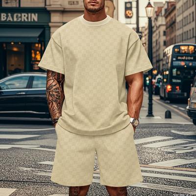 Novo estilo de moda para homem verão 3D impressão manga curta camiseta moda conjunto esportivo camiseta respirável shorts esportivo conjunto de duas peças