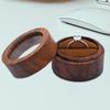 Wooden Wedding Ring Box Round Engagement Ring Holder Elegant Jewelry Storage Box Retro Ring Stand For Proposal Birthday