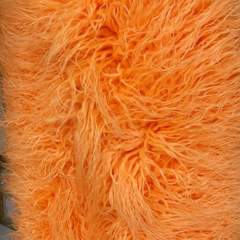 Korean Style Women's Tan Faux Lamb Wool Mid-Length Coat