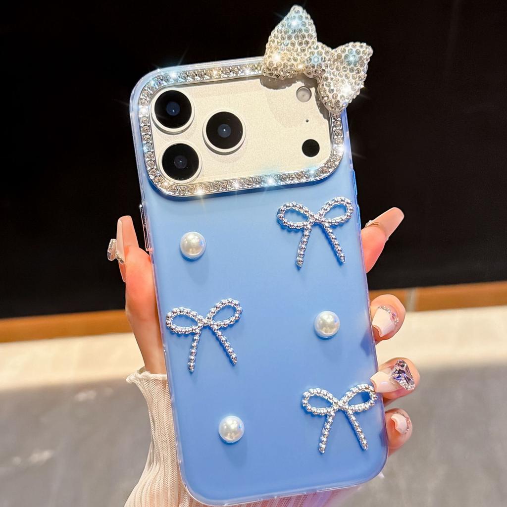 Japan and Korea IMD for iPhone17Promax mobile phone case Apple 16Pro pearl 15 bow case