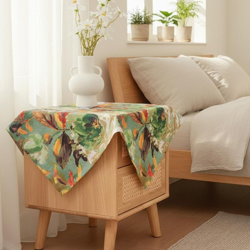 Stylish Florals Print Tablecloth Multipurpose Polyester Materials for Dining Party Home Decoration