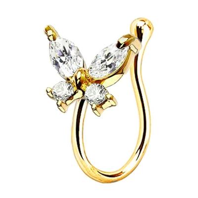 1 Stück Kristall Schmetterling Fake Nasenring Nicht Piercing Clip On Nasenring Indischer Stil Herz Nasenmanschette Fake Piercing Nariz Schmuck