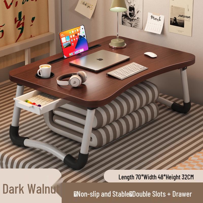 Folding Bedside Desk/Table for Laptop & Study - Bay Window, Bedroom, or Pit Use with Large Brackets