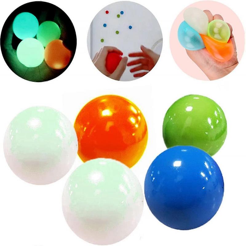 Shxx 5 Pcs Luminescent Stress Relief Balls Sticky Balls, Decompression Toys Balls,stick To The Wall And Slowly Fall Off,fun Toys For Adults And Childr