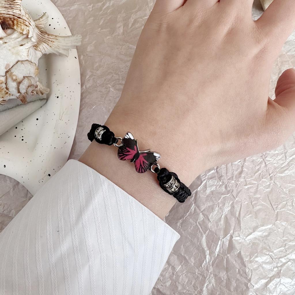 Neues einfaches handgeknüpftes Schnurarmband für Damen Blau Schmetterling Verstellbares Charm-Armband Mädchen Mode Schmuck Party Geschenk
