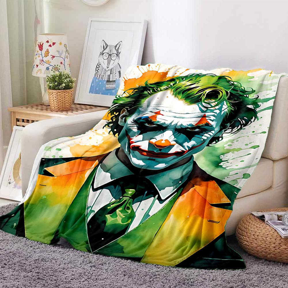 1 szt. flanelowy koc Joker – lekki, miękki i ciepły, z nadrukiem HD, na sofę, łóżko i podróż 152