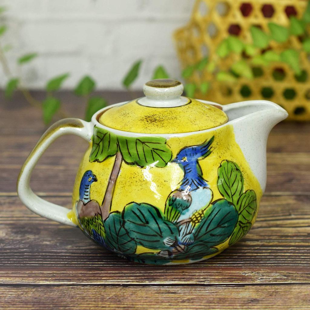 Waza No Kura Stylish Japanese Tableware Kutani Ware Teapot by Yoshidaya with Tea Ceramic Made In Perfect for Birthday Gifts Strainer, High-Quality