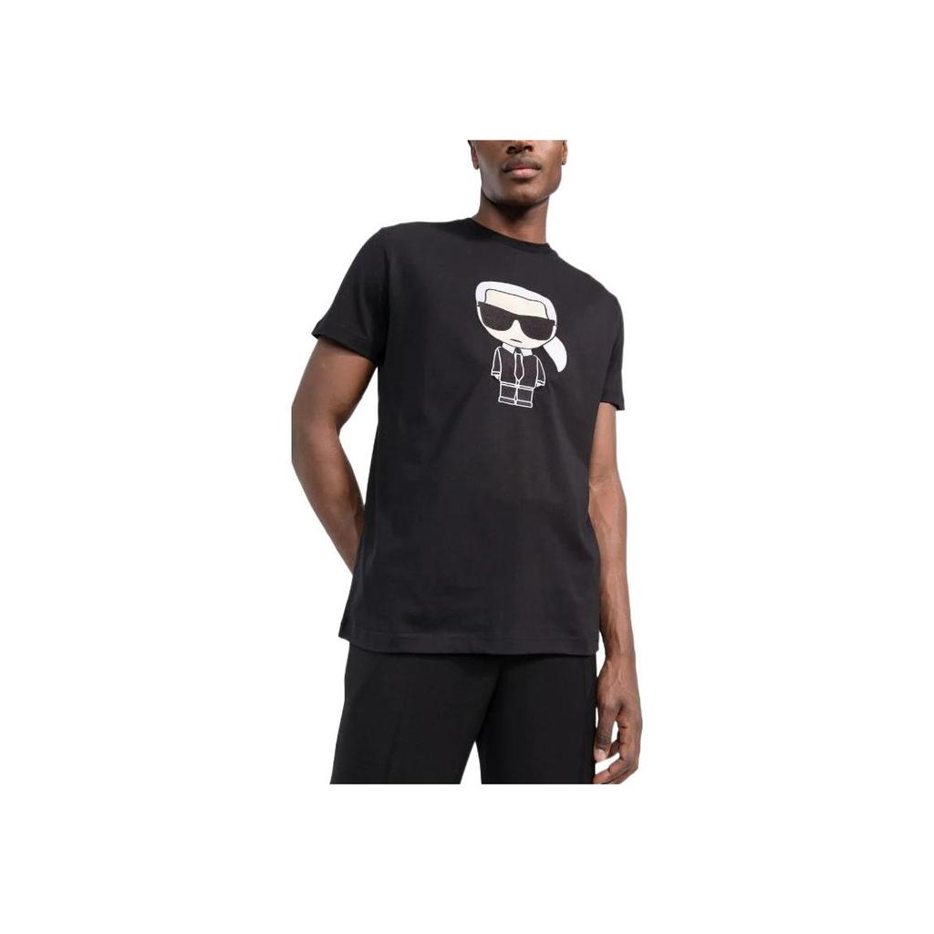 Karl Lagerfeld Cartoon Print Round Neck Short Sleeve T-Shirt Men Tops Black 755070521250990
