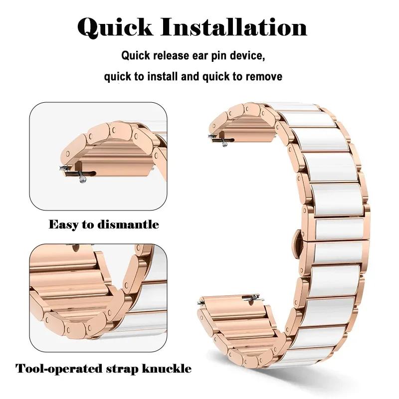 18mm Keramický řemínek pro Huawei Watch GT5/4 41mm/GT5 Pro Watch5 42mm Jemný náramek Kovový náramek k hodinkám Příslušenství pro Huawei Watch GT5 GT4