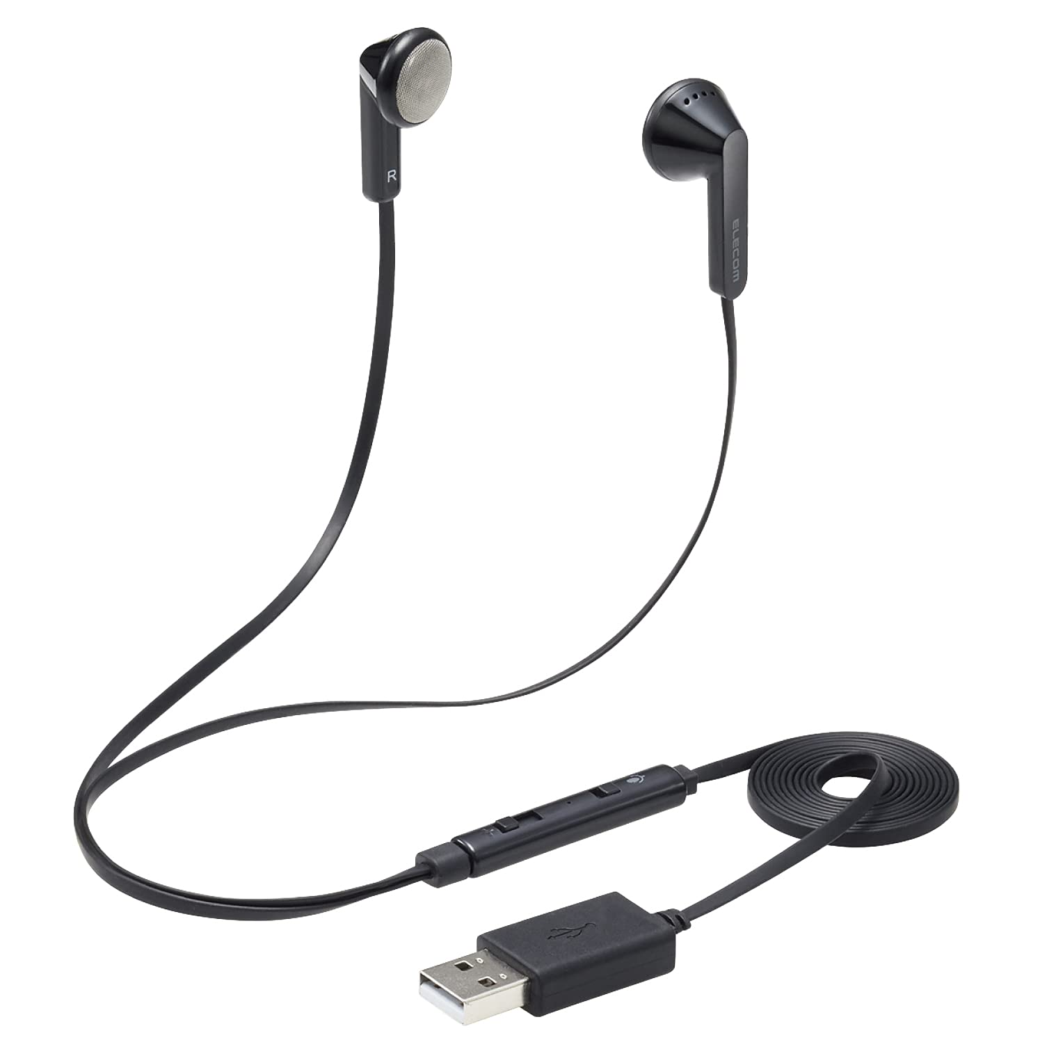 

ELECOM Headset Wired Earphone Microphone USB Connection Stereo Black HS-EP19UBK чорний