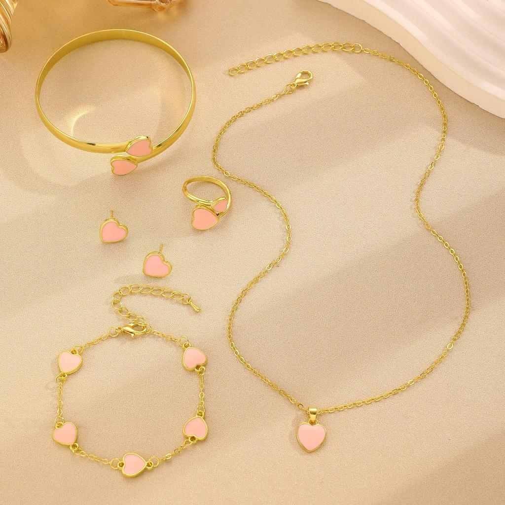 European and American Hot-Selling Lucky Clover Jewelry Set: Five-Leaf Bracelet, Earrings, Necklace & Ring for Women