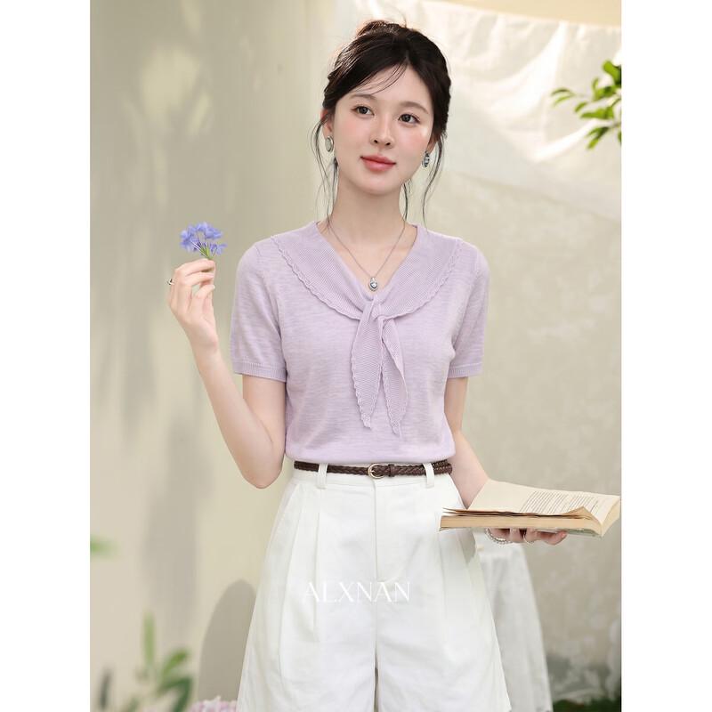 Women's French Style Short-Sleeved Knit Top