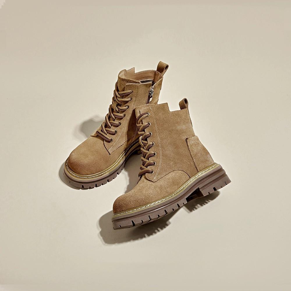 Leather Martin boots women's 2024 summer new retro tooling western cowboy boots thick-soled inner height-increasing short boots