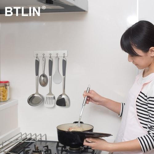 BTLIN Magnetic Range Hood Hooks, Stainless Steel, Rust-Proof, Kitchen Tool Hooks for Refrigerators, Range Hoods, and Bathrooms, 5 Hooks, W26 X D4.5 X