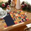 Christmas Plaid Placemat Linen Christmas Tree Snowman Print Table Mat Party Decoration Insulation Mat 30 X 45cm Coaster Placemat