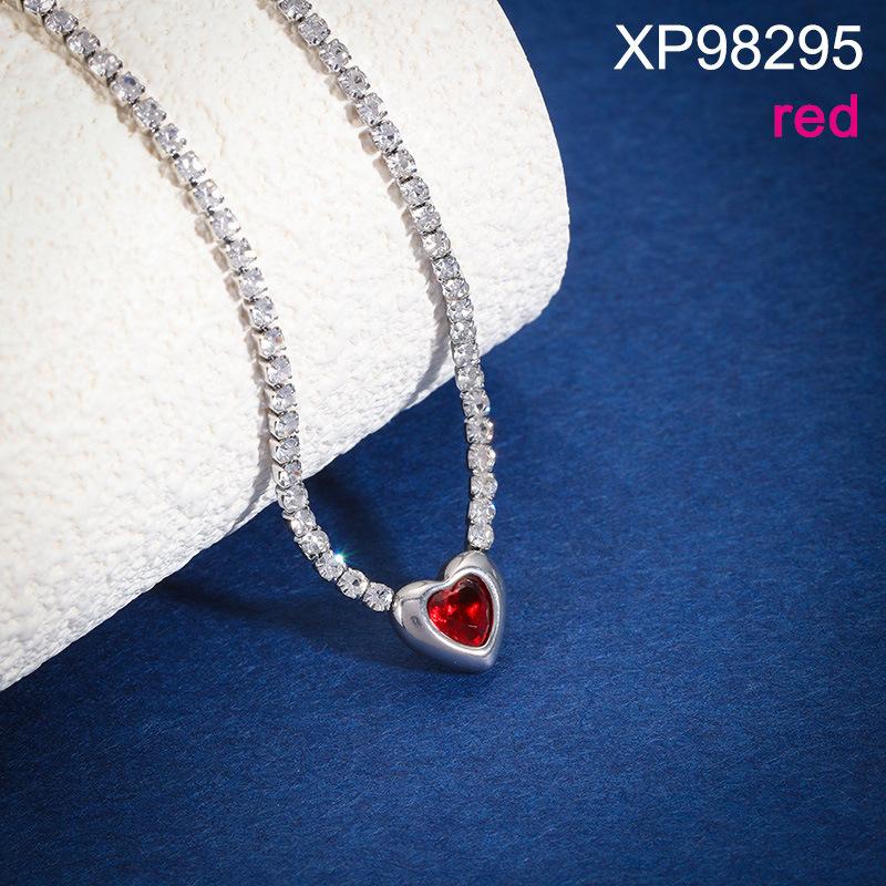 Fashion Love Heart Zircon Jewelry Set, Stainless Steel Necklace Bracelet Stud Earrings, Luxury Versatile Women's Jewelry Bulk
