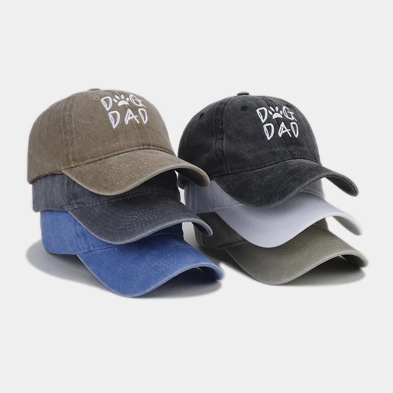 Retro Letter Embroidery Dog Dad Baseball Caps Washed Cotton Adjustable Casual Hat Hip Hop Streetwear y2k Cap