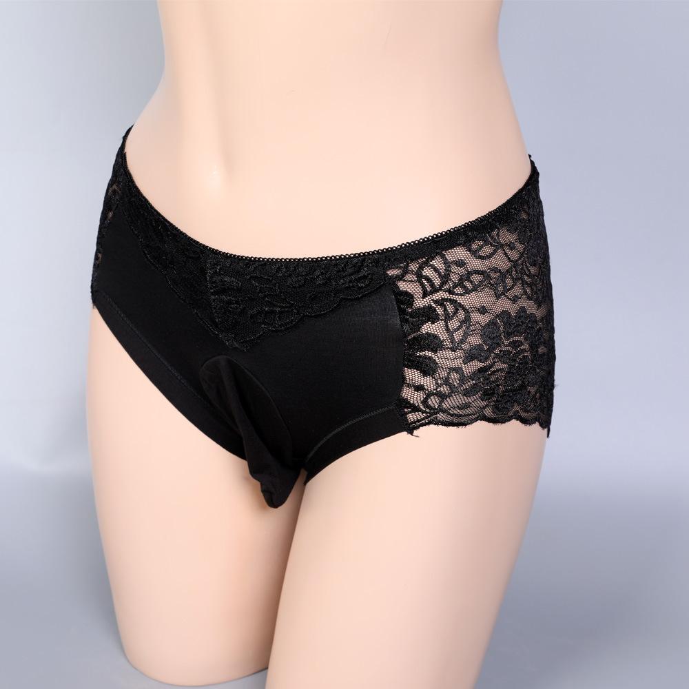 3XL Large Size Sissy Pouch Panties Mens Physiology Underwear Sexy Lace Soft Comfortble U Convex Briefs Feminization Gay Lingerie