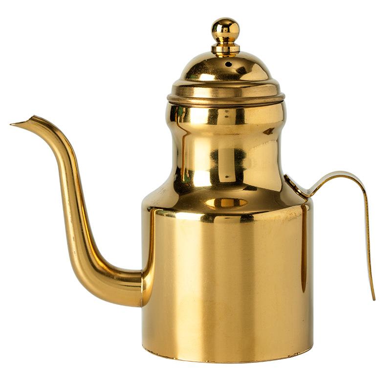 Stainless Steel Olive Oil Bottle Long Spout Grease Container Vinegar Dispenser Sauce Seasoning Condiment Jar