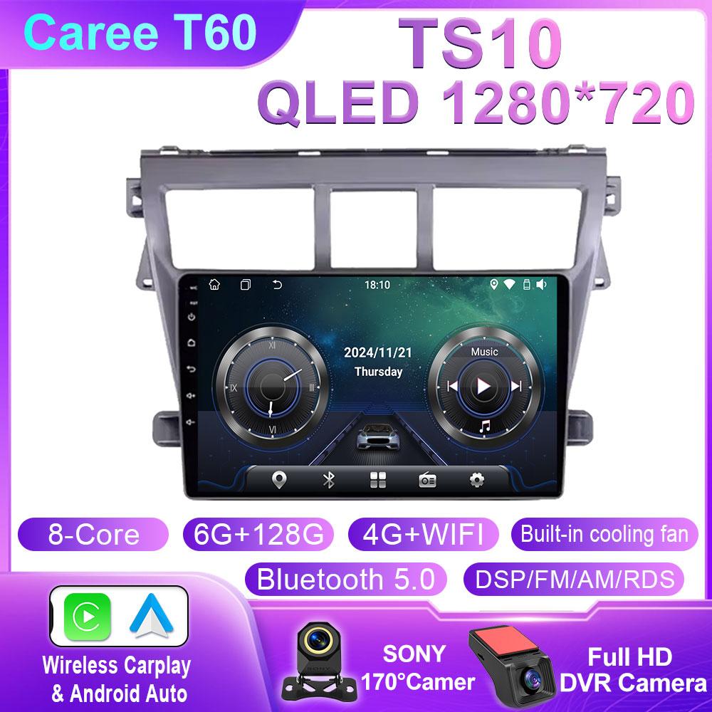 Car Android Auto For Toyota VIOS Yaris 2007 2008 2009 2010 - 2012 Car Radio Stereo Multimedia Player Carplay Auto GPS Navigation
