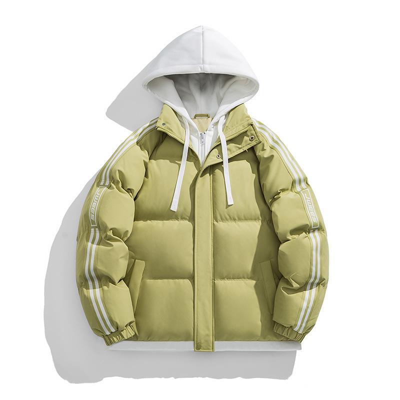 Couple Three Bars Fake Two Pieces Hooded Cotton Clothes Men's Hooded Cotton Clothes Dopamine Knitted Hooded Cotton Clothes Trendy Cotton Clothes
