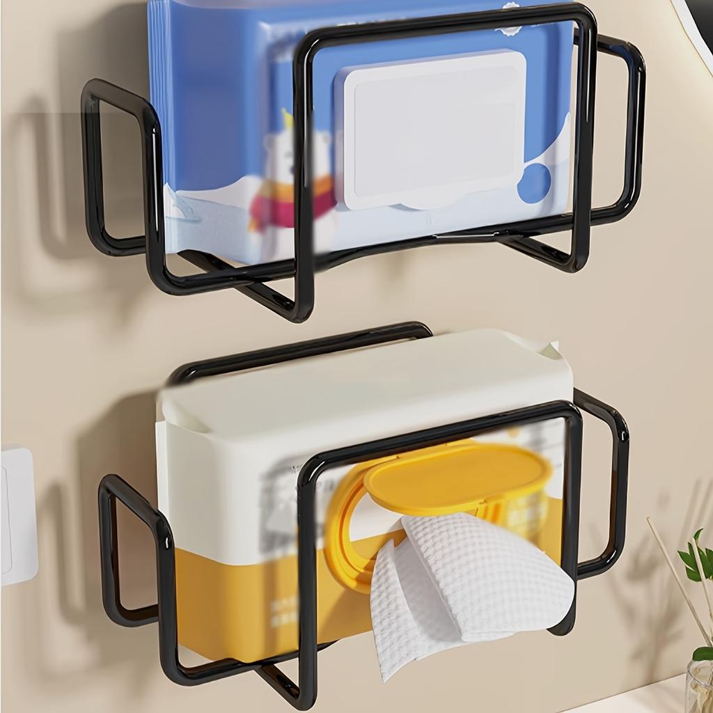 Iron Wall Mount Paper Towel Dispenser, Non-Drill Adhesive Wet Wipe Holder with Towel Storage Box - Ideal for Bathroom, Kitchen & Toilet - 1pc