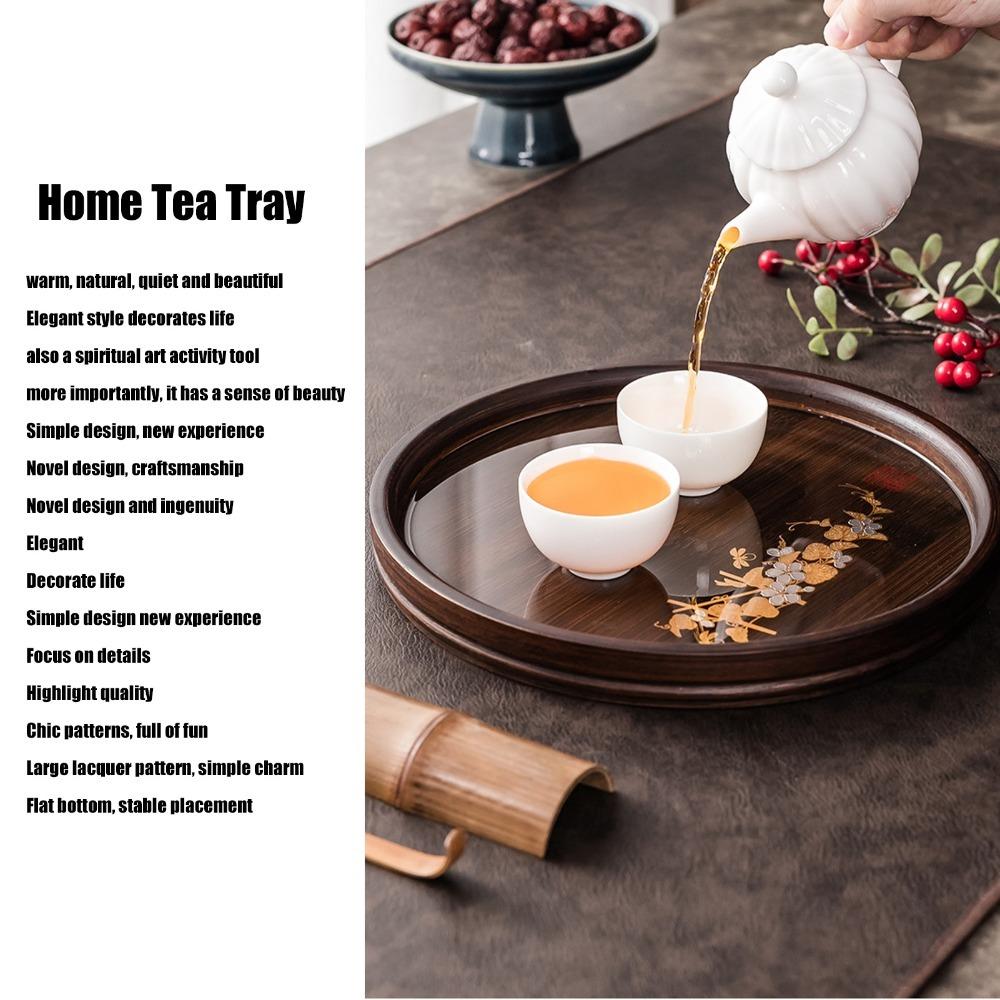 Bamboos Tea Coaster Tray Unique Creative Serving Plate Snack Tray  Snack Storage Round