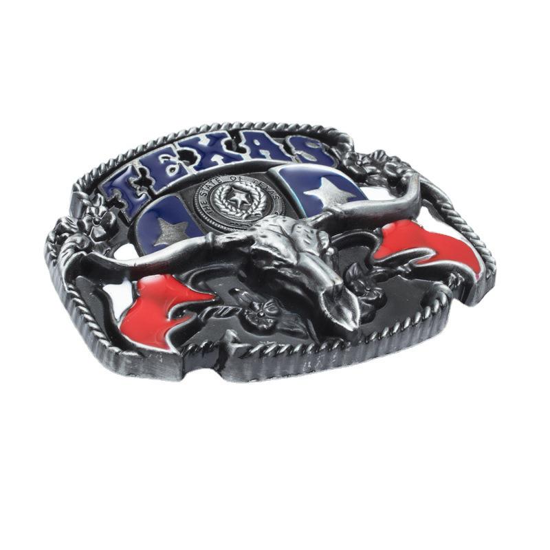 Texas Flag Bull Head Belt Buckle - Western Style Fashion Accessory
