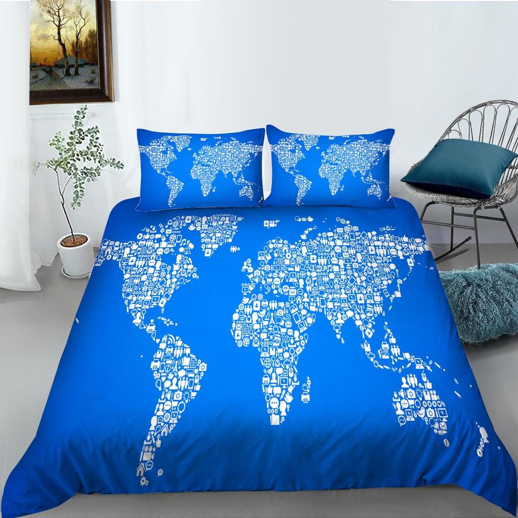 2023 New style Duvet Cover Map Home Bedspreads Cartoon King Size Bedding Teen Boy Girl Children 3D Printing Bedding Cover Set