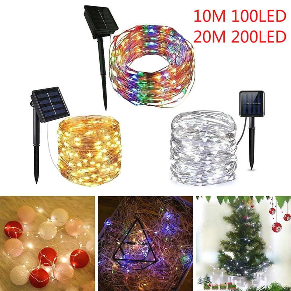 20m Solar Fairy String Lights 200LED Copper Wire Outdoor Garden Xmas Decor Lamp