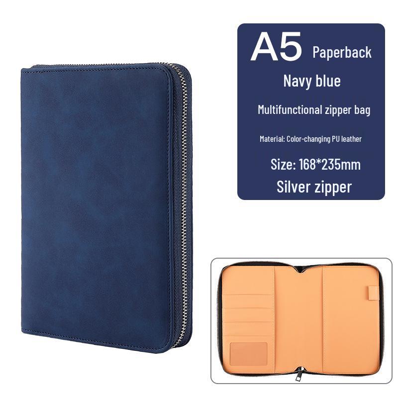 Custom Business Notebook with Zipper Bag - Multifunctional A6/B5 Notepad & Manager Folder