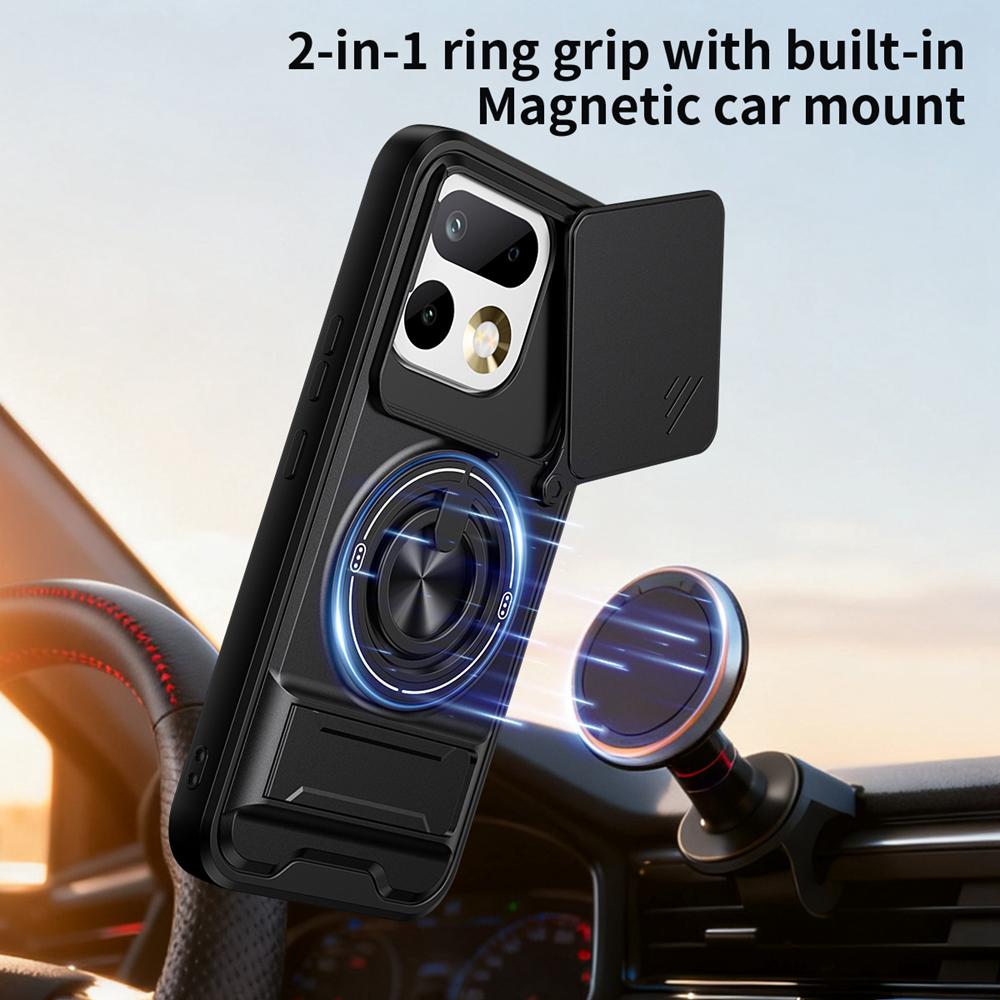 KEYSION Magnetic Phone Case for Realme 16 Pro 5G 16 Pro+ 5G Slide Camera Protection Upright Kickstand Ring Shockproof Back Cover