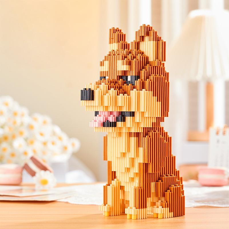 Linkgo Verbindung Bausteine Collie Husky Bulldog Corgi Schnauzer 3D Modell Tier Hund Mini Ziegel Figur Spielzeug Für Kind Geschenk