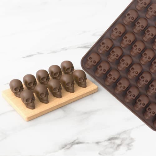 2-Pack of 40 Non-Stick Gummy Skull Silicone Candy Molds with 1 Dropper for Chocolate, Candy, Jelly, and Ice Cubes