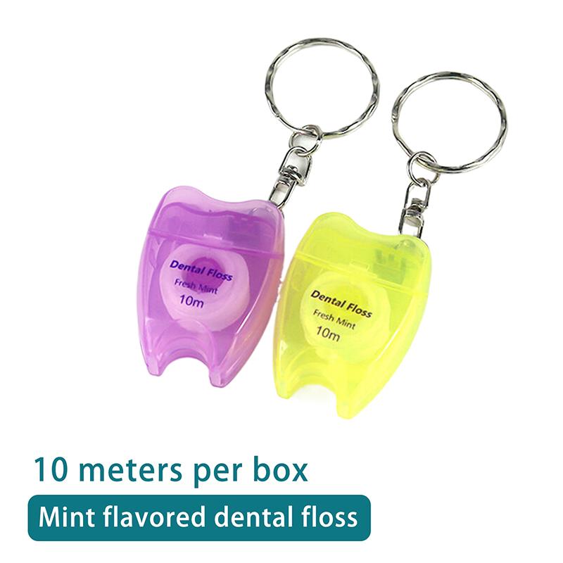 1Pcs Box Mint Dental Floss Roll Keychain Cleaning Oral Tools Dental Floss Stick Adult Home Set Cleaning Interdental Brush