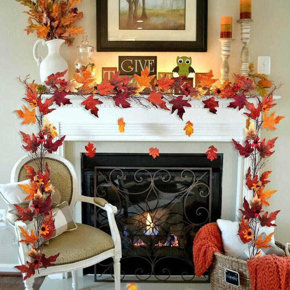 Realistischer Herbst-Ahornblatt-Girlande für Thanksgiving- und Halloween-Dekorationen